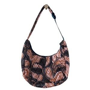 Vera Bradley Paisley Quilted Hobo Shoulder Bag Navy Rust Pink Adjustable Strap